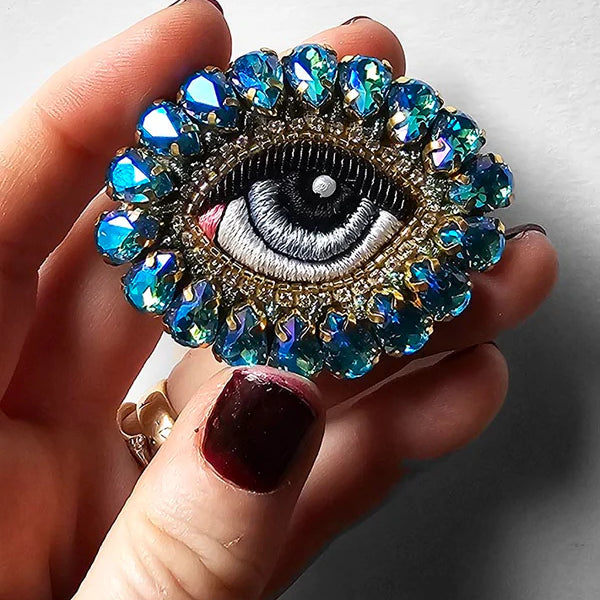 Céleste Mogador Swarovski Açık Mavi Göz Broş