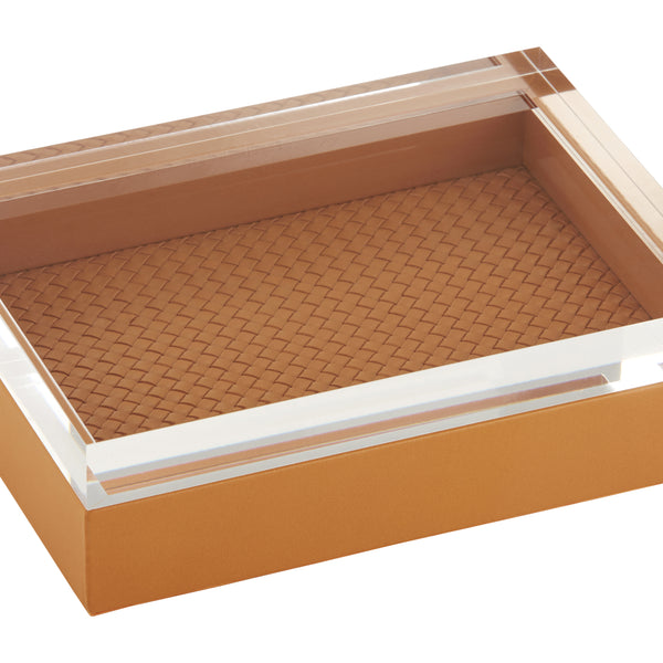 RIVIERE Febe Leather Box Paded Hand Woven Siena