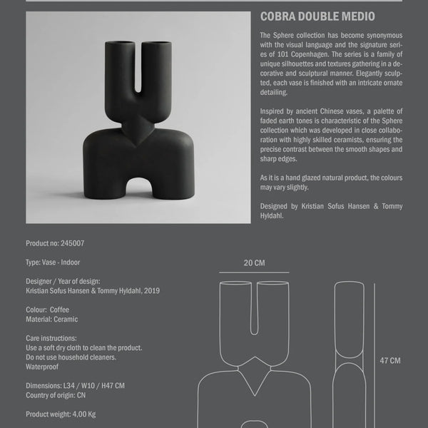 Cobra Vase Double Medio Coffee