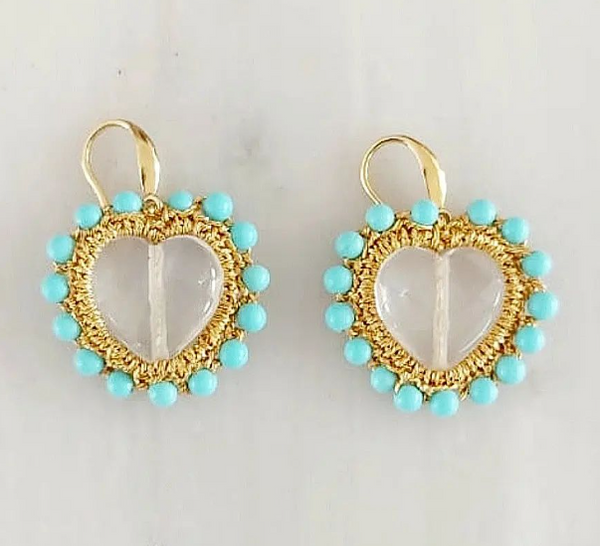 Sofia Papakosta Turkuaz Kalp Küpe