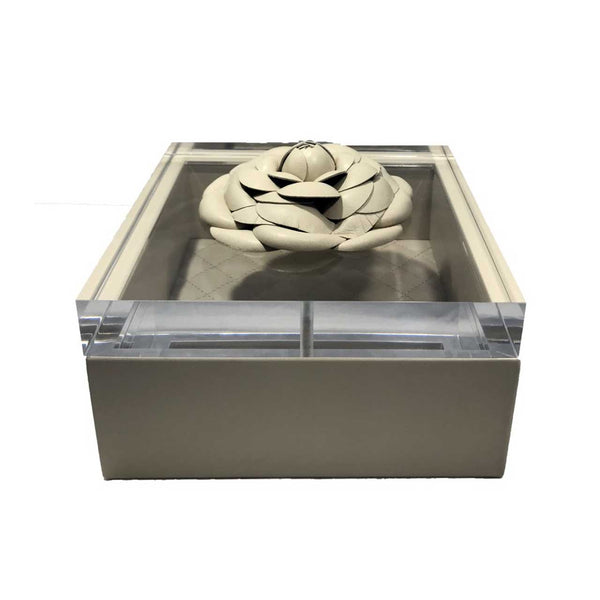 RIVIERE Fleur Box Quılted Padded Leather Grey