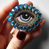 Céleste Mogador Swarovski Açık Mavi Göz Broş