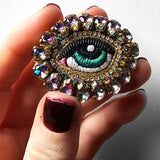 Céleste Mogador Swarovski Koyu Yeşil Göz Broş