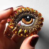 Céleste Mogador Swarovski Kahve Göz Broş