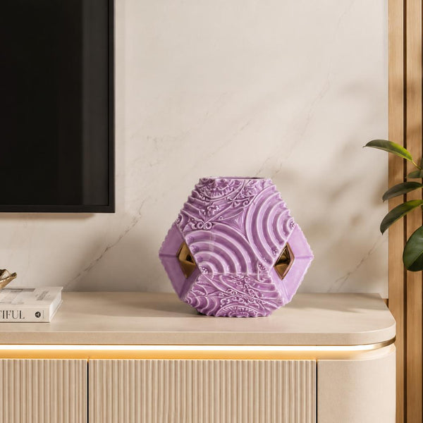 Octa Vase Sıssı Rose W Glossy Antıque Gold