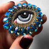 Céleste Mogador Swarovski Açık Mavi Göz Broş