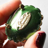 Céleste Mogador Swarovski Koyu Yeşil Göz Broş