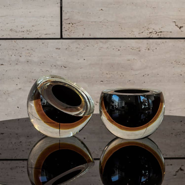 Drop Diagonal Bowl Dark Amber