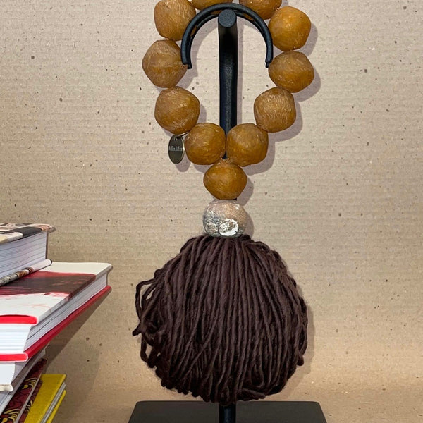 Julia Atlas - Wool Tassel Amber Recycled Glass