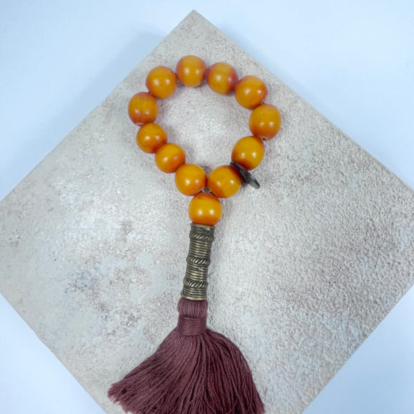 Julia ATLAS African Amber Tespih - Vintage bronz Uç