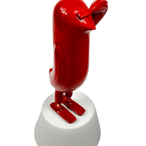 Mini Hope Bird Glossy Ruby Red Satin White Base
