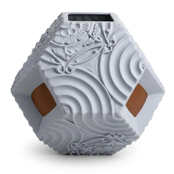 Octa Vase 1 Satin Stone Grey Matt Antique Gold
