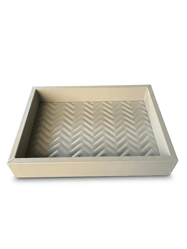 RIVIERE Febe Sm Leather Tray Herringbone Grey