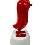 Mini Hope Bird Glossy Ruby Red Satin White Base