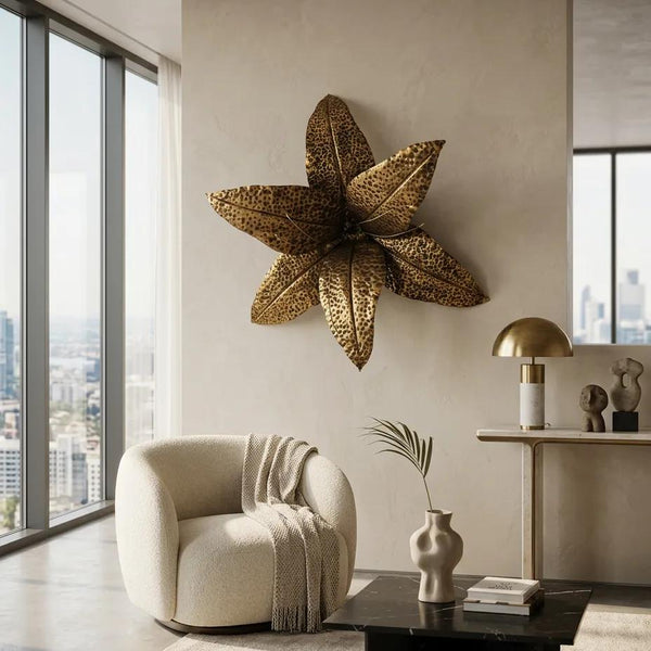 Naga Lilly Flower İron Gold Antique 80 cm