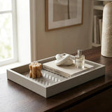 RIVIERE Febe Sm Leather Tray Herringbone Grey