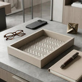 RIVIERE Febe Sm Leather Tray Herringbone Grey
