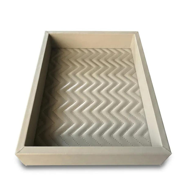 RIVIERE Febe Sm Leather Tray Herringbone Grey