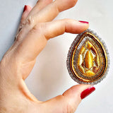 Céleste Mogador Citrine Trompe Broş