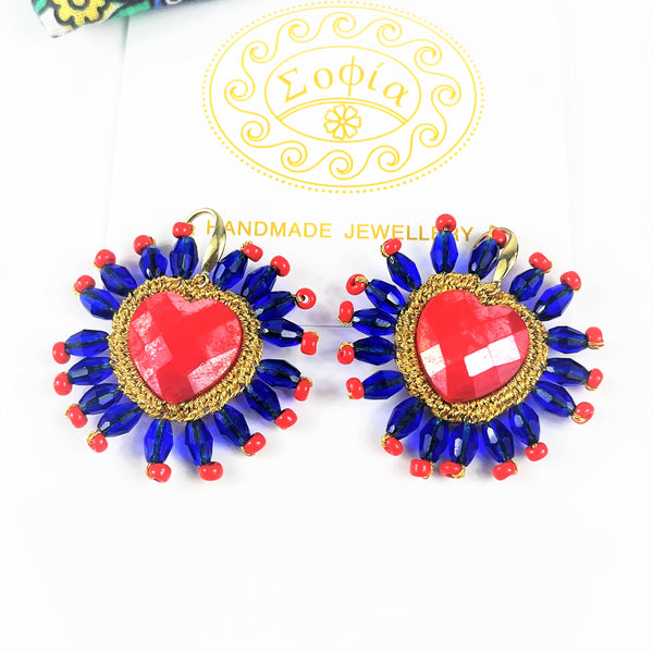 Sofia Papakosta Heart Red Küpe