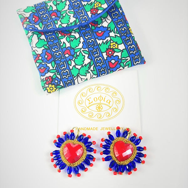 Sofia Papakosta Heart Red Küpe